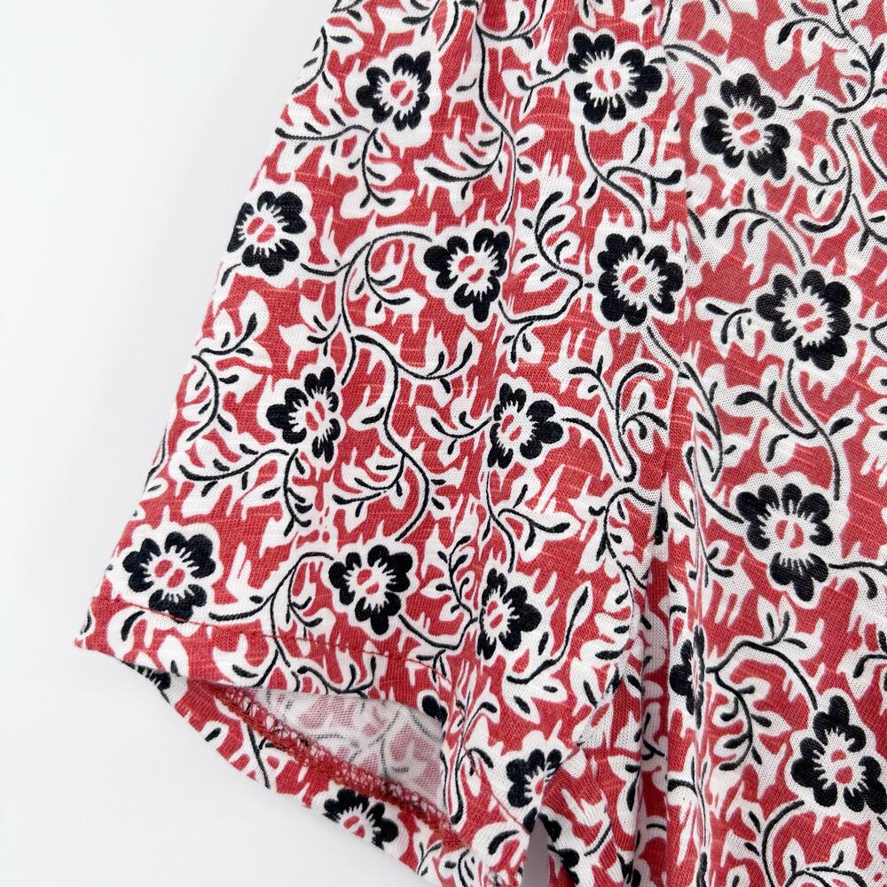 Boden Red Black Floral Jersey Knot Waist Short Sleeve Dress Casual Womens Sz 6P - Picture 11 of 11